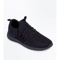 Black Lace Up Runner Trainers New Look