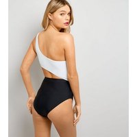 Monochrome One Shoulder Cut Out Swimsuit New Look