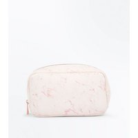 Pink Marble Print Make Up Bag New Look