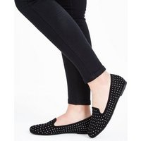 Teens Black Suedette Studded Loafers New Look