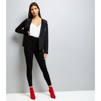 Mela Black Leather-Look Blazer New Look