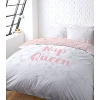 Pink Nap Queen Slogan Double Duvet Set New Look