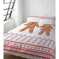 Red Gingerbread Couple Double Duvet Set New Look