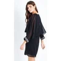 Mela Black Chiffon Embellished Sleeve Shift Dress New Look