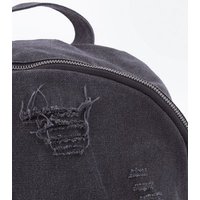 Dark Grey Distressed Backpack New Look
