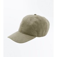Olive Faux Suede Cap New Look