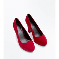 Wide Fit Red Suedette Platform Court Shoes New Look