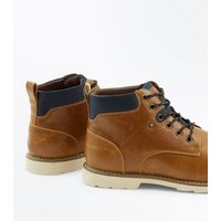 Tan Lace Up Worker Boots New Look