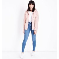 Pale Pink Hooded Puffer Jacket New Look