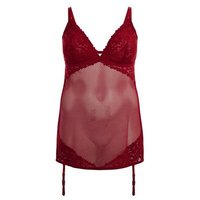 Curves Red Mesh And Lace Slip New Look