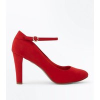 Red Comfort Flex Suedette Ankle Strap Courts New Look