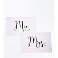 White Mr And Mrs Pillow Case Set New Look