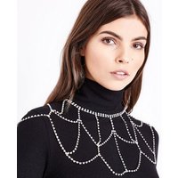 Silver Diamante Embellished Cape Necklace New Look