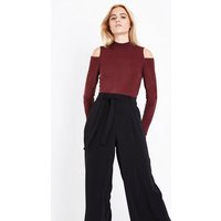 Apricot Burgundy Cold Shoulder Top New Look