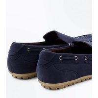 Navy Suedette Loafers New Look