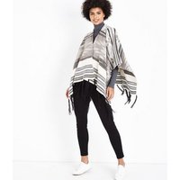 Mela Grey Stripe Pattern Shawl New Look