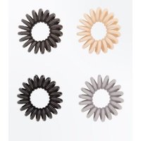 4 Pack Multi Coloured Spiral Hair Bobbles New Look