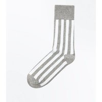 Light Grey Stripe Socks New Look