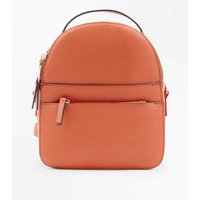 Orange Double Zip Front Micro Backpack New Look