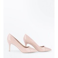 Nude Patent Seam Side Pointed Court Shoes New Look
