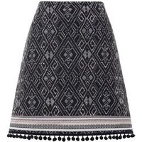 Black Jacquard Pom Pom Hem Mini Skirt New Look