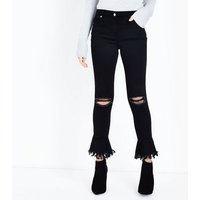Parisian Black Ripped Bell Flare Skinny Jeans New Look