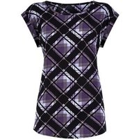 Apricot Purple Check Rolled Sleeve Top New Look