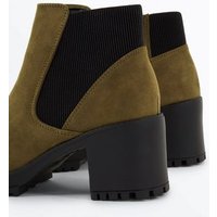 Green Suedette Chunky Chelsea Boots New Look