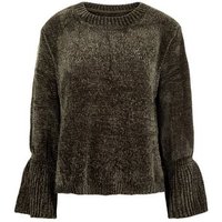 QED Green Chenille Bell Sleeve Jumper New Look