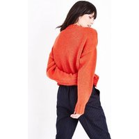 Red Cable Knit Cropped Jumper New Look