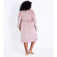 Curves Pink Fluffy Robe New Look