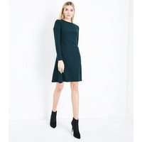Tall Dark Green Cut Out Back Crepe Tunic Dress New Look