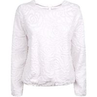 QED Cream Floral Faux Fur Top New Look