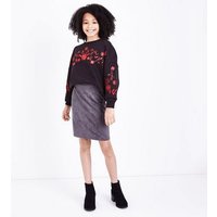 Teens Black Floral Embroidered Jumper New Look