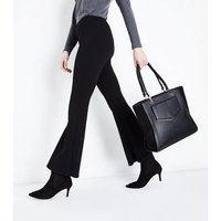 Black Leather-Look Flap Front Tote Bag New Look