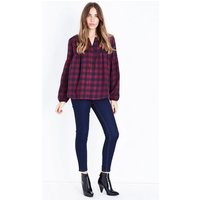 Apricot Burgundy Check Smock Top New Look