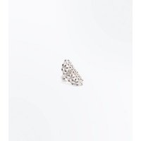 Silver Stone Cut Out Embellished Ring New Look