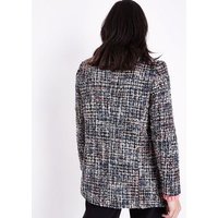 Black Glitter Boucle Pearl Button Jacket New Look