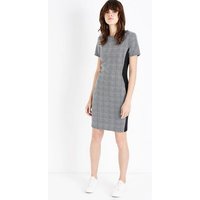 Grey Prince Of Wales Check Panelled Bodycon Dress New Look
