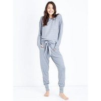 Grey Brushed Jersey Tie Back Pyjama Sweatshirt New Look