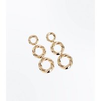 Gold Twisted Ring Tiered Drop Earrings New Look