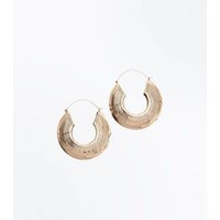 Gold Embossed Hoop Earrings New Look