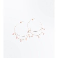 Rose Gold Beaded Chain Drape Hoop Earrings New Look