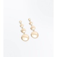 Gold Tiered Disc Drop Earrings New Look