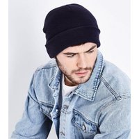 Navy Knitted Beanie New Look