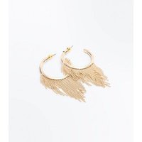 Gold Ball And Chain Trim Hoop Earrings New Look