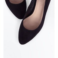 Wide Fit Black Comfort Flex Suedette Pointed Courts New Look