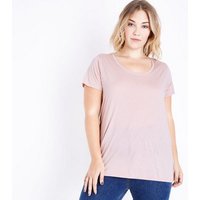 Curves Pink Scoop Neck T-Shirt New Look