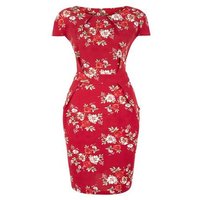 Blue Vanilla Curves Red Floral Tie Back Tulip Dress New Look