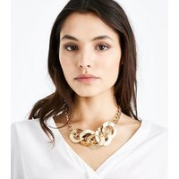 Gold Chunky Circle Link Necklace New Look